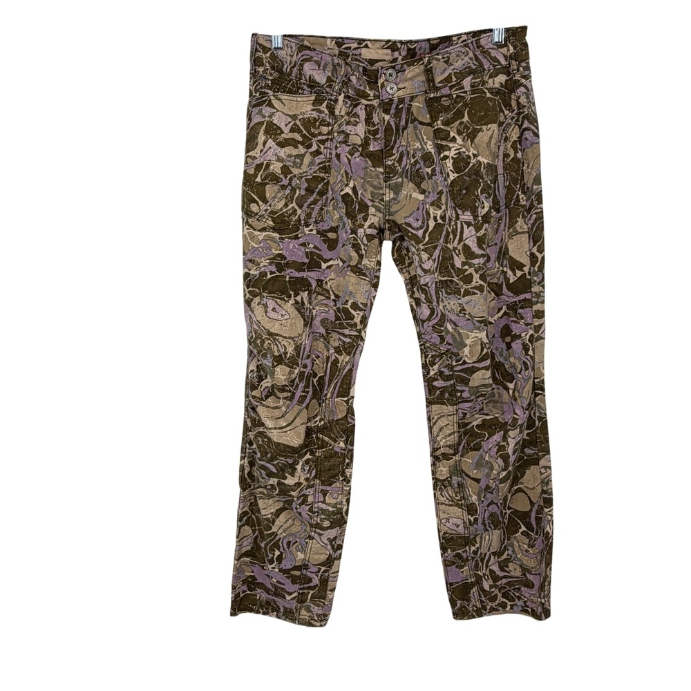 Pilcro Anthropologie The Wanderer Metallic Floral Utility Pants Size 30